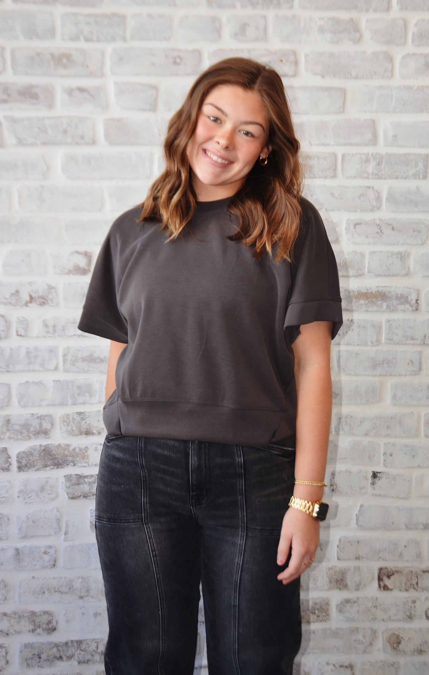 Snuggle Up Charcoal Top