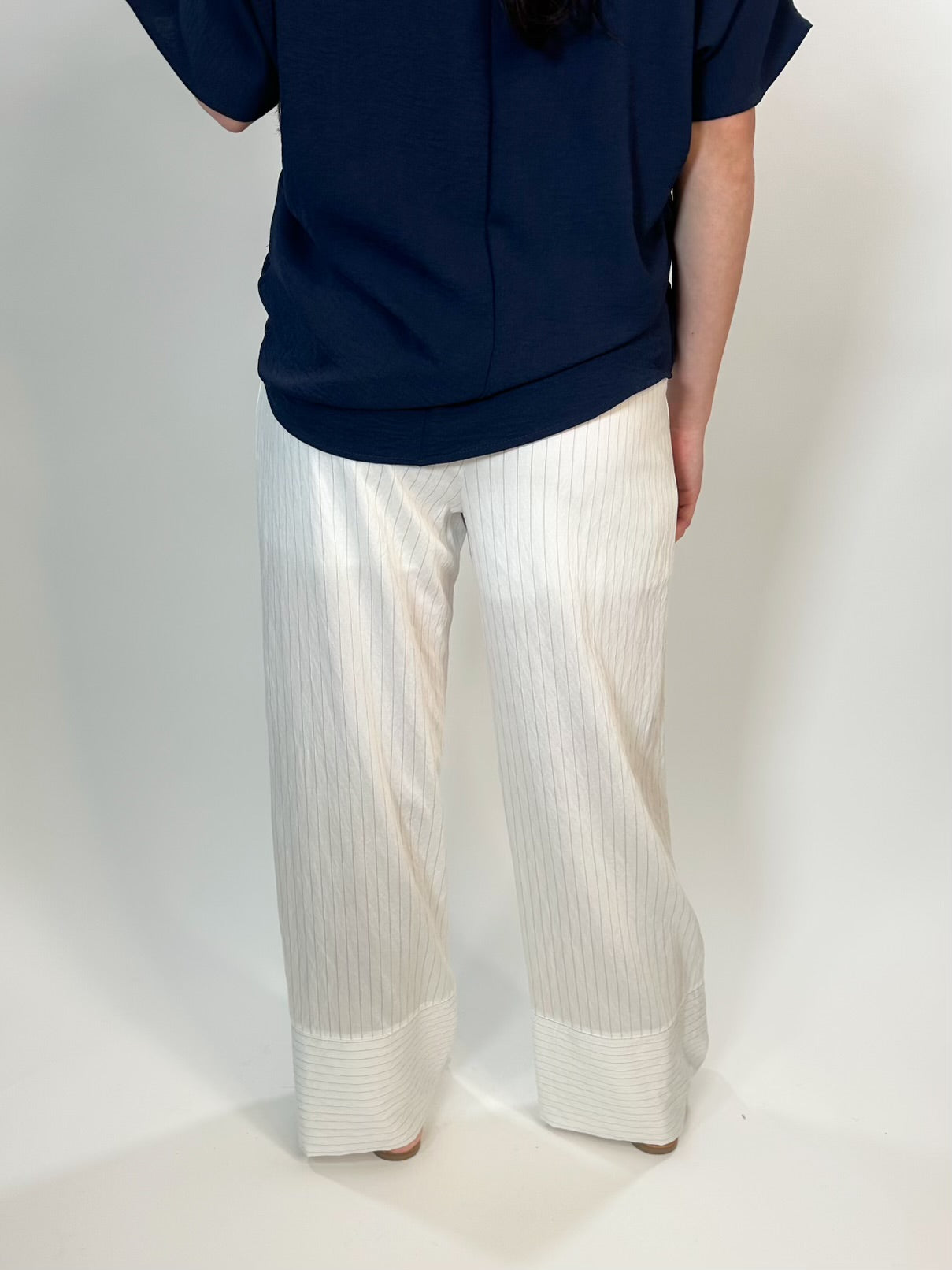 Off White Pin Striped Pants