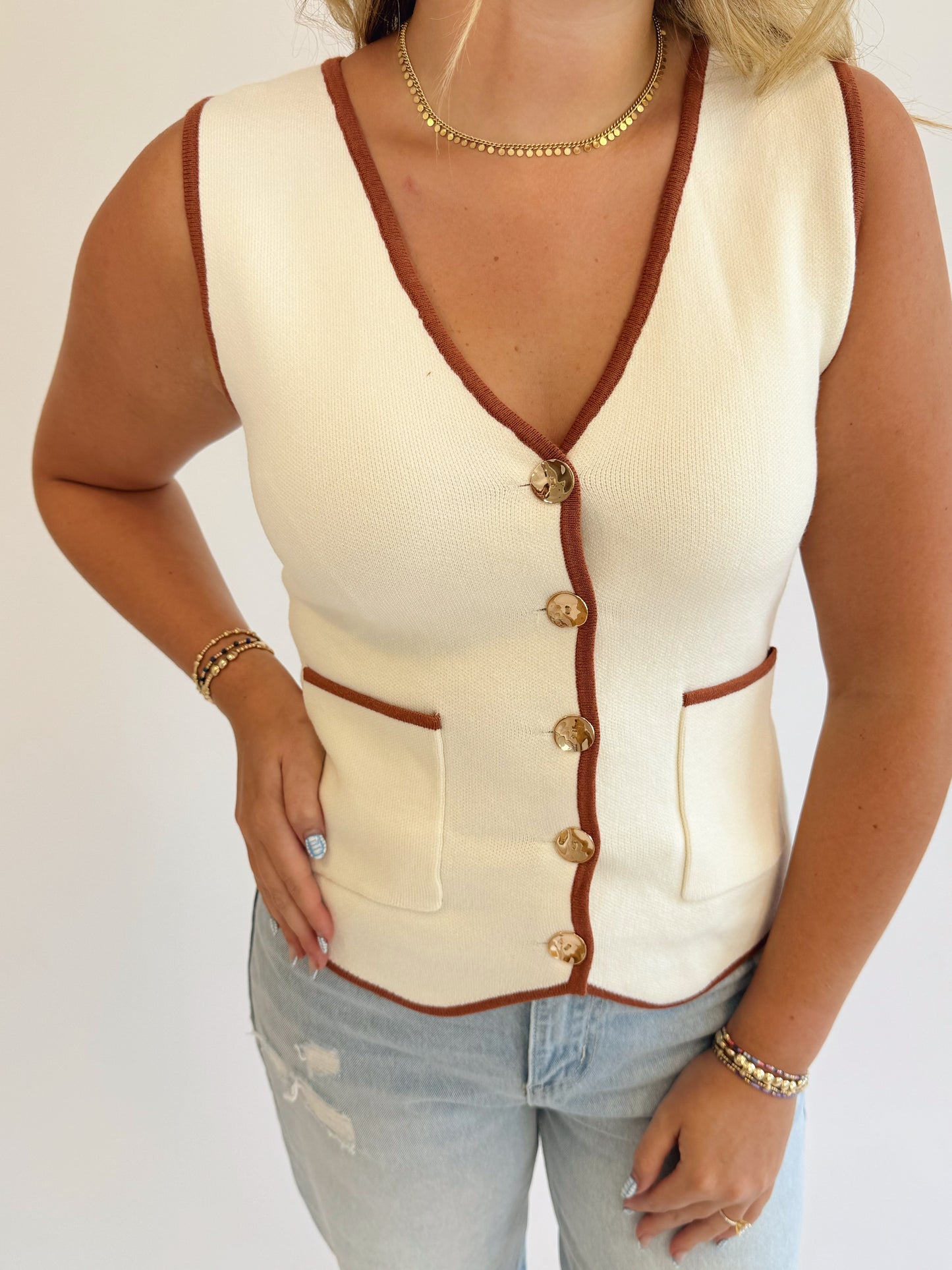 Classy Cream Sweater Vest