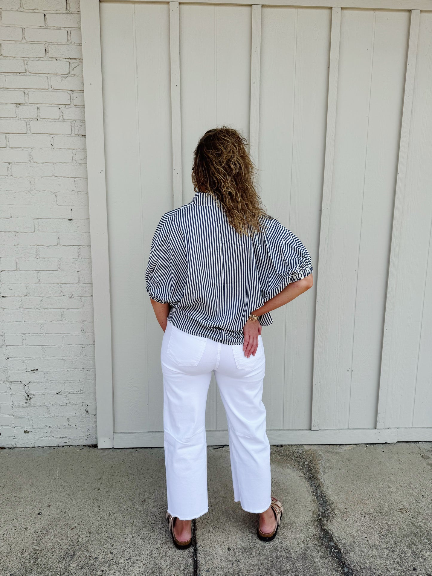 Navy Striped Blouse