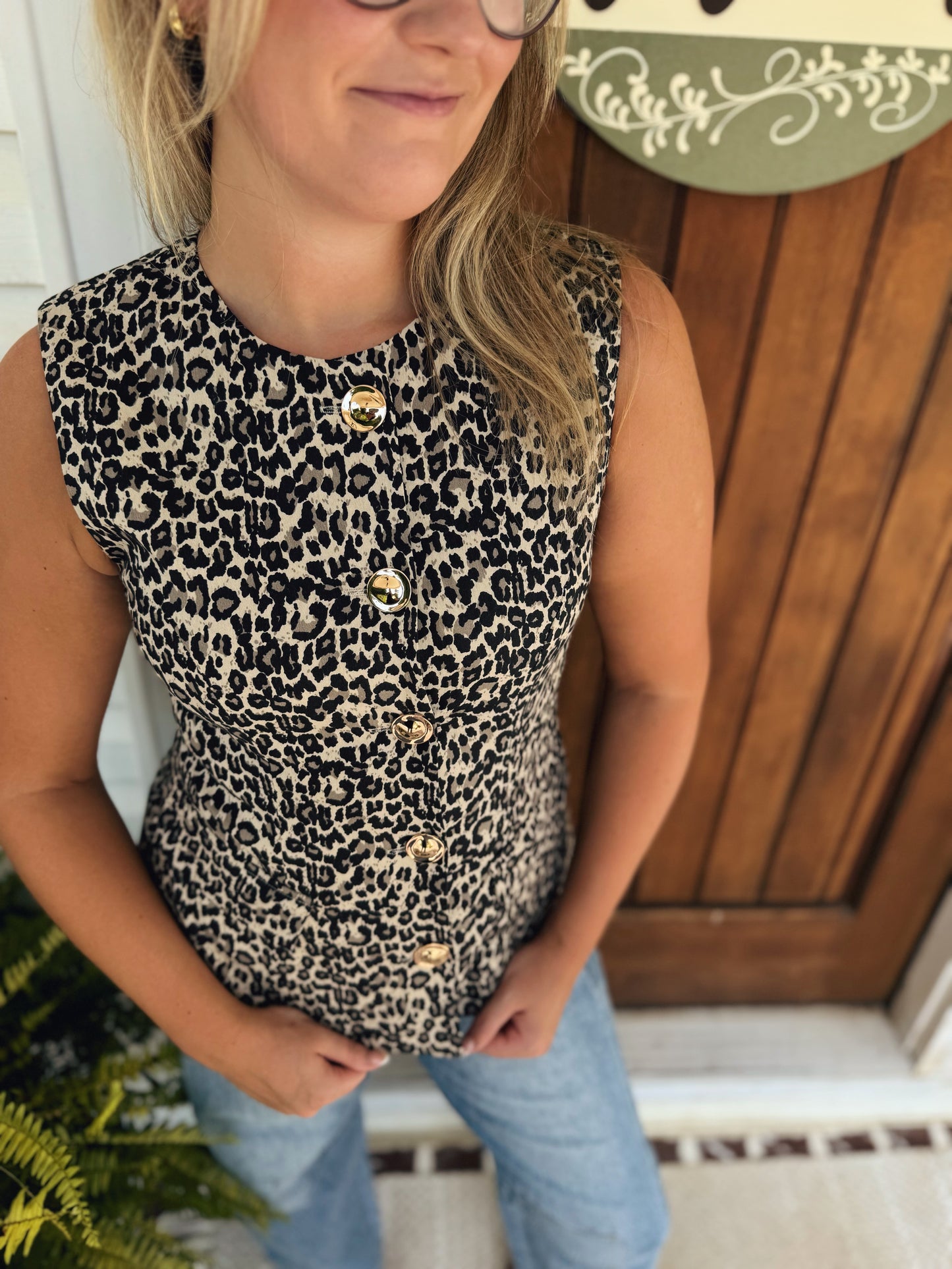 Cheetah Button Up Vest