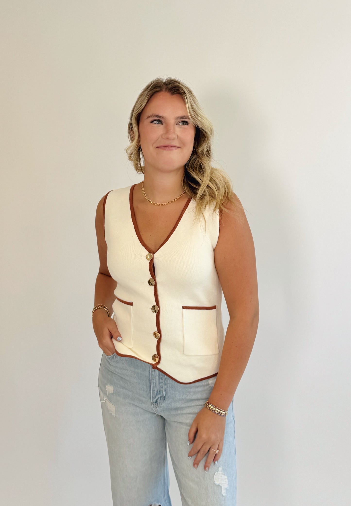 Classy Cream Sweater Vest