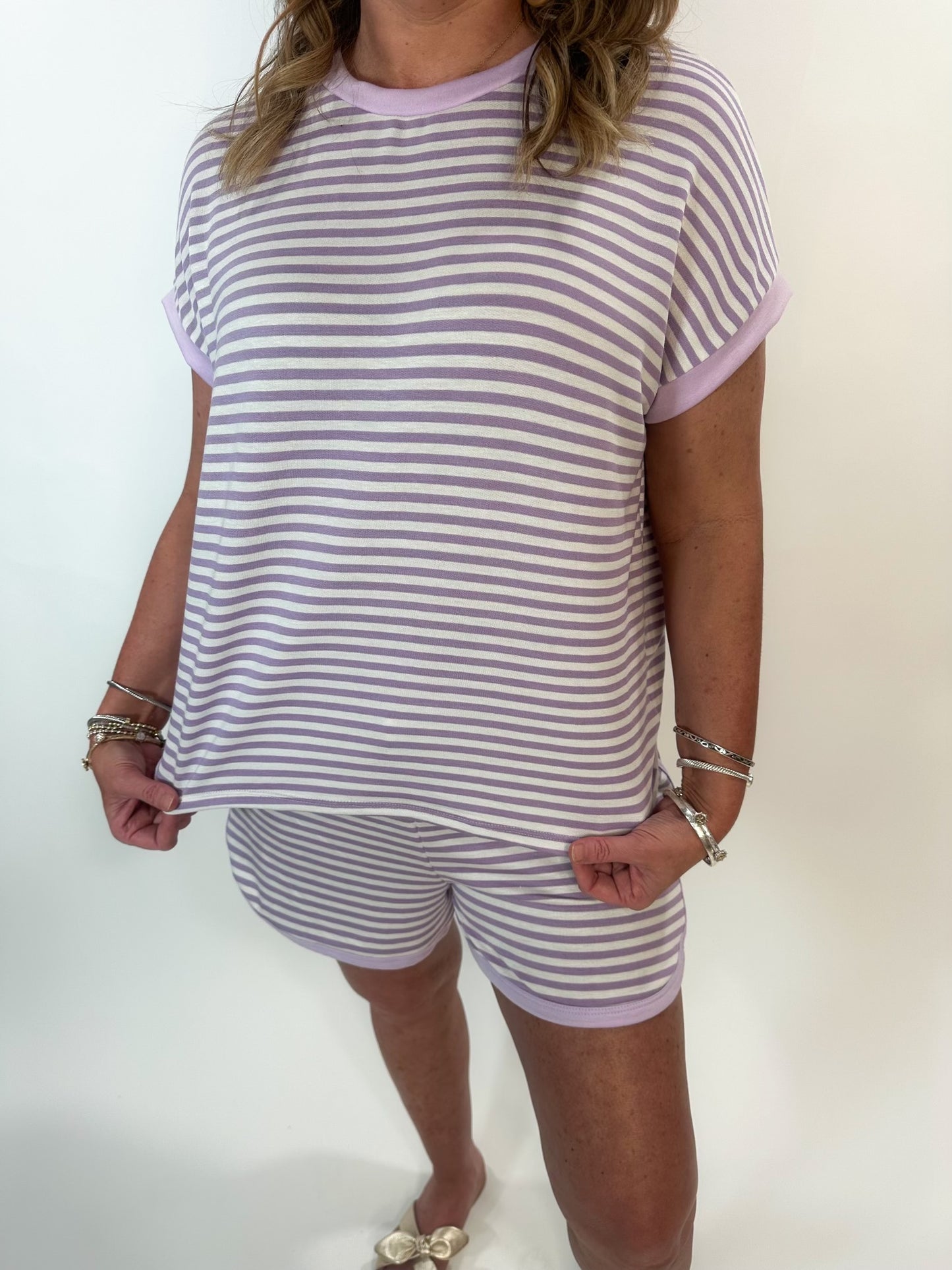 Lilac Striped Top