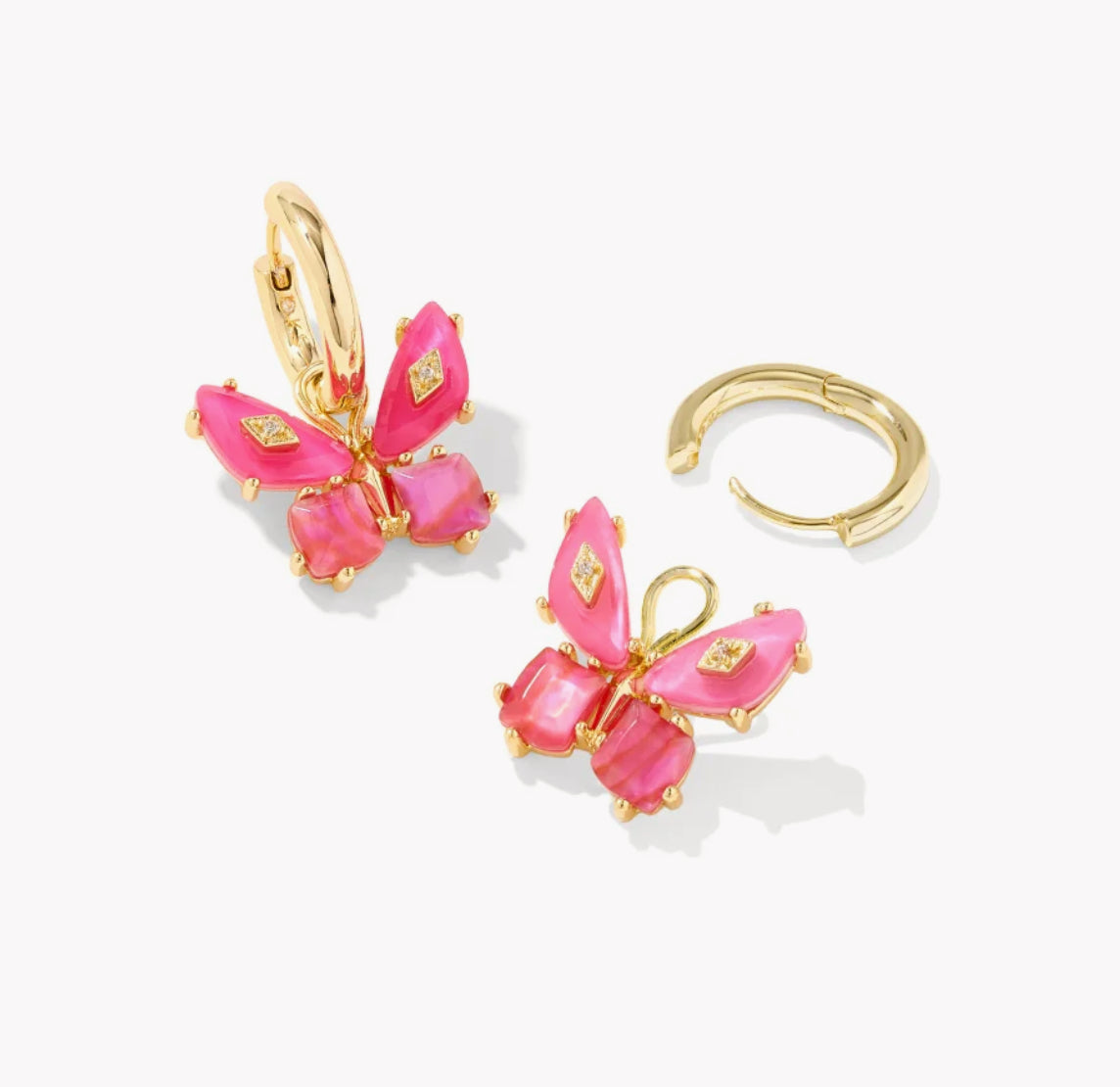 Bianca Butterfly Gold Huggie Earrings Pink Mix