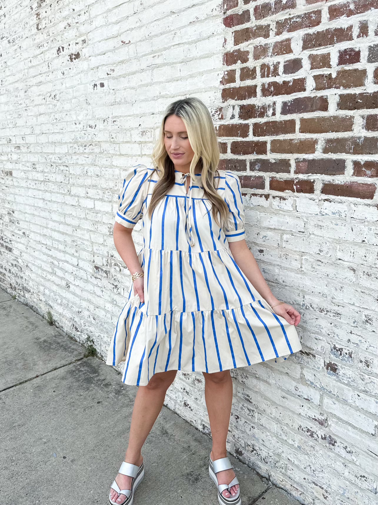 Blue and White Dress