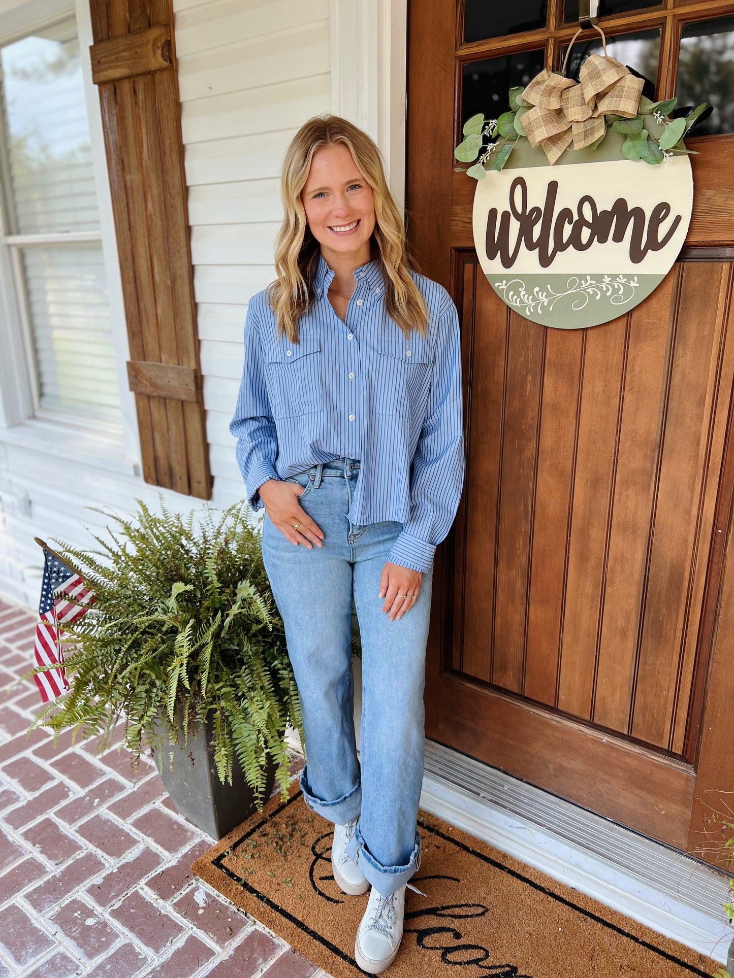 Stripe Poplin Top
