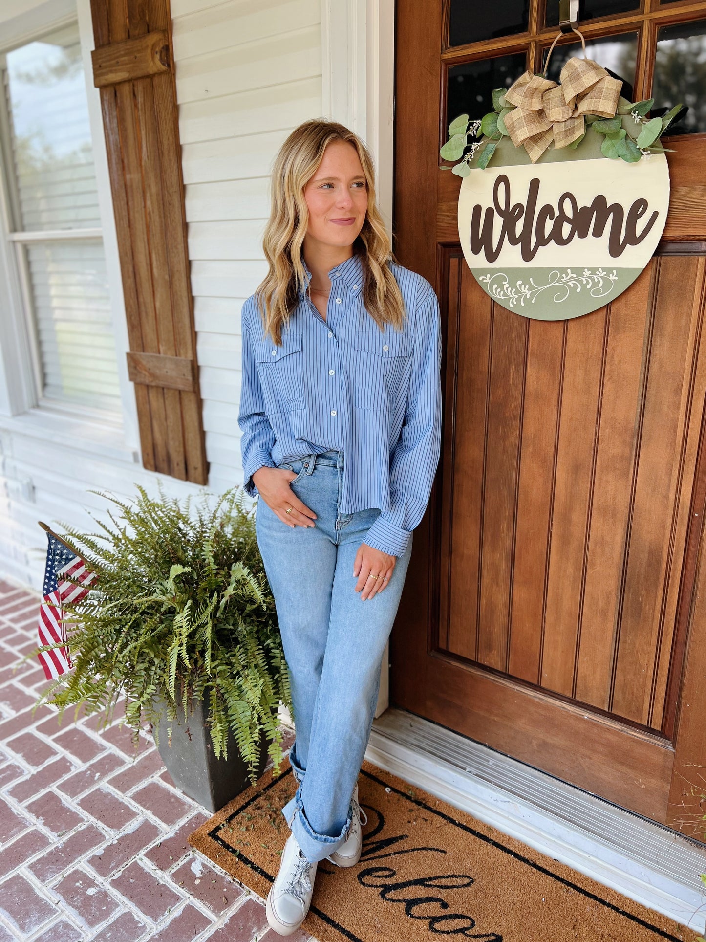 Stripe Poplin Top
