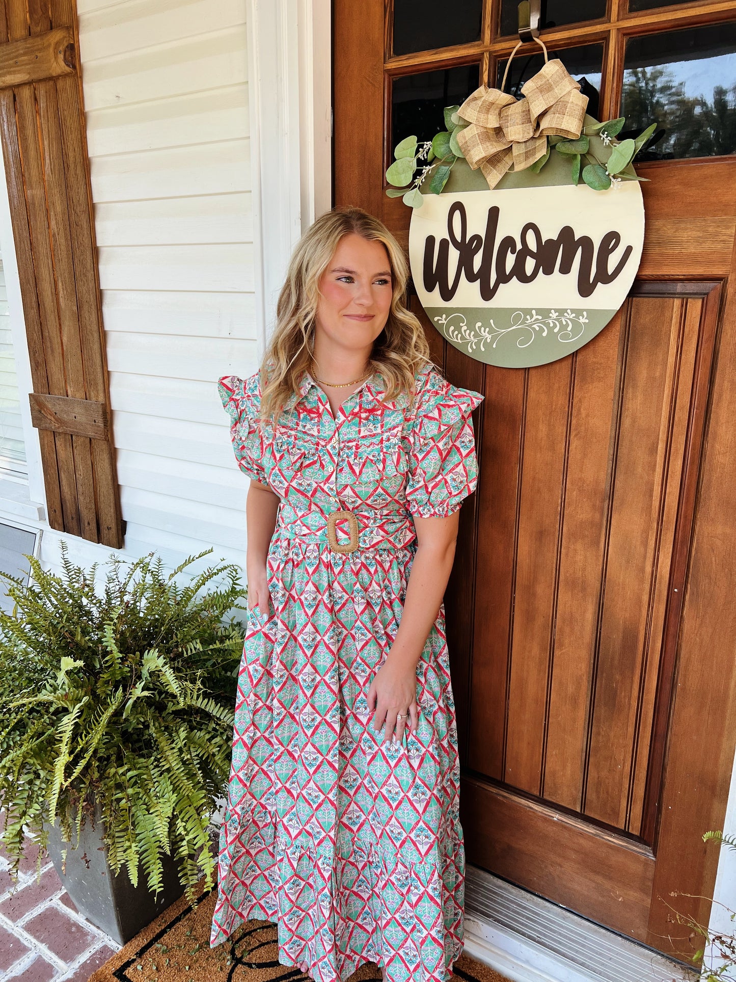 Paris Floral Peter Pan Belted Maxi Dress