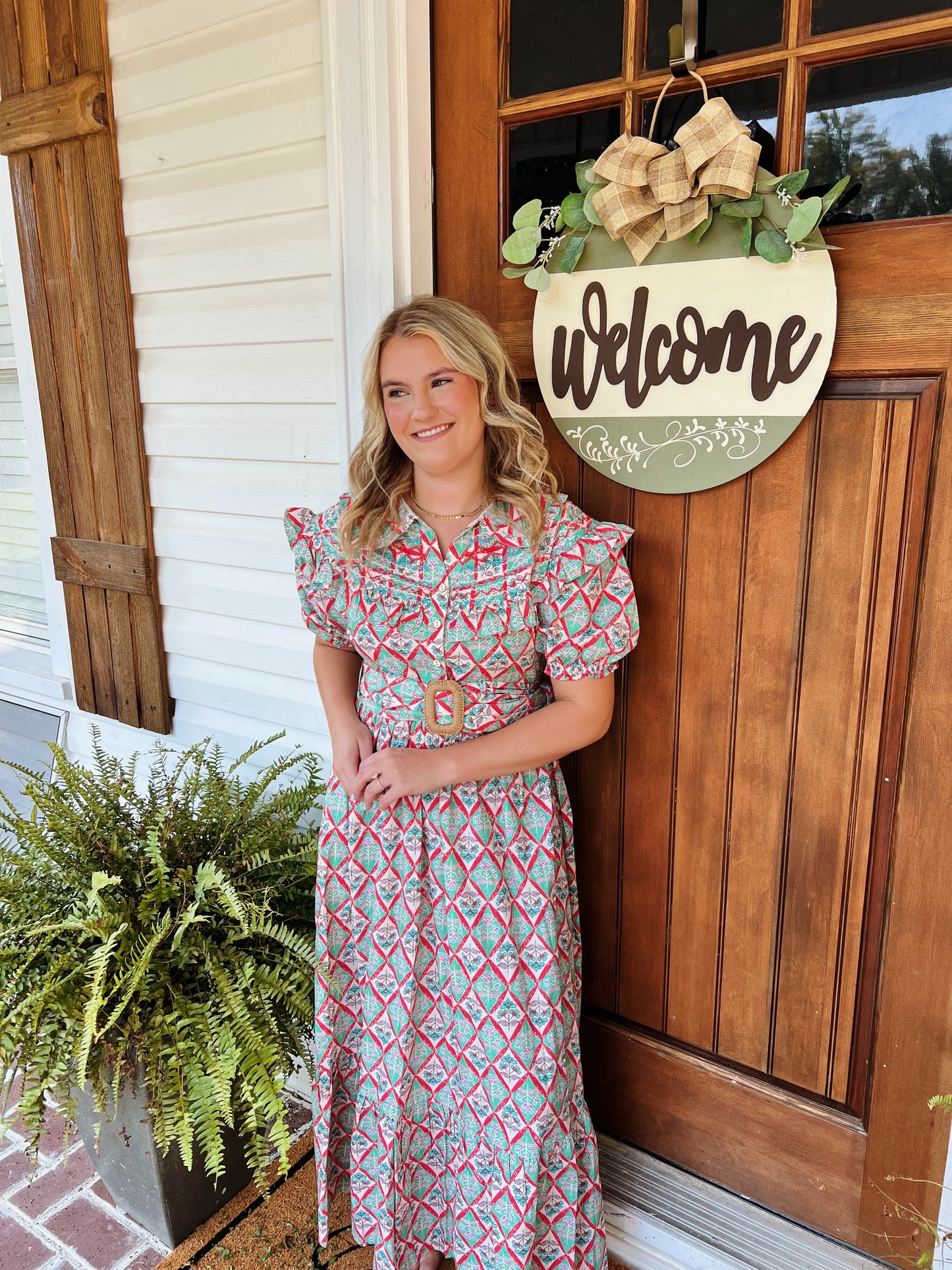 Paris Floral Peter Pan Belted Maxi Dress