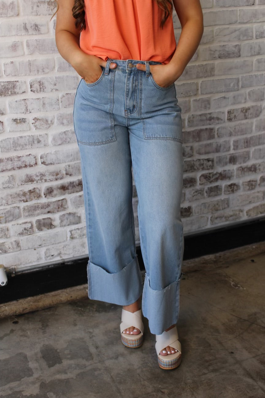 Wide Cuff Denim Jeans