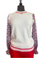 CREAM SWEATER WITH COLORFUL SLEEVE