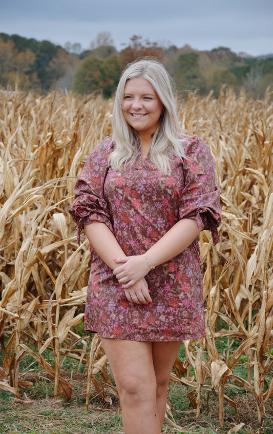 Brown Floral Dress