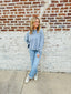 indigo blue knit top