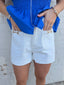 White Denim Gold Chain Short