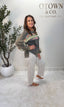 Tan Olive and White Stripe Barrel Leg Jean