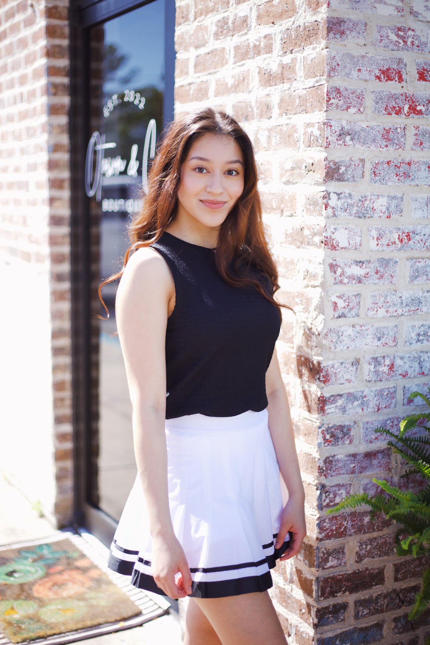 White and Black pleated tennis skirt