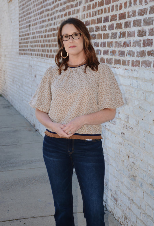 Floral Textured Ruffle Top