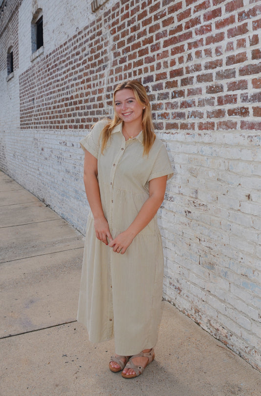 Corduroy Stripe Midi Dress