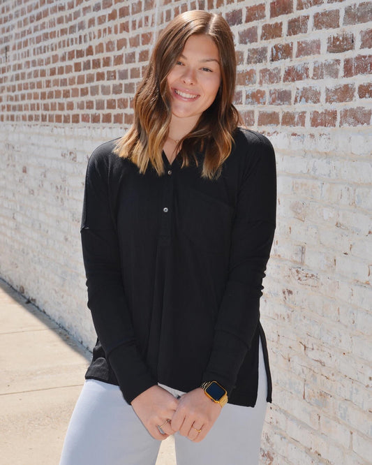 Black Henley Top