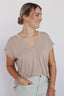 Lt. Khaki V-Neck Dolman Sleeve Top