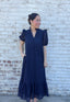 Navy Eyelet Maxi Dress