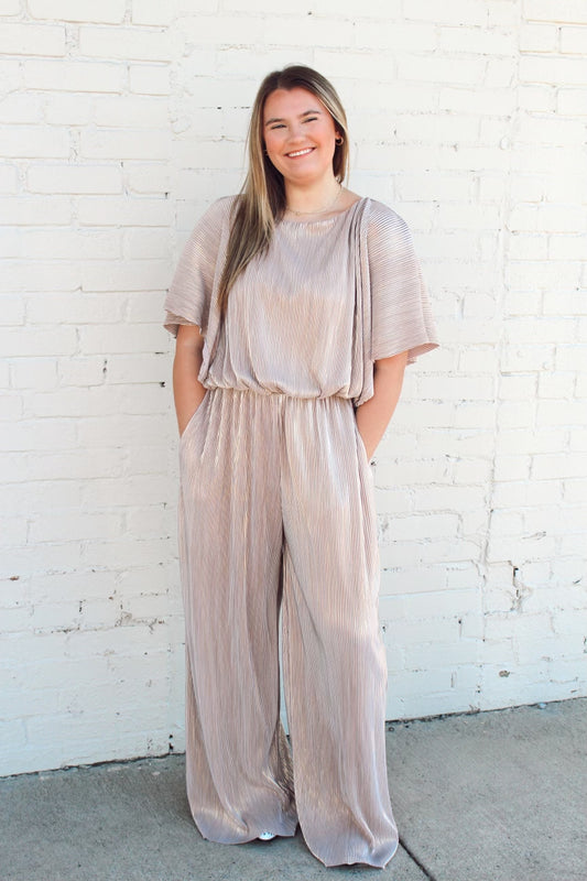 Grey/Gold Metallic Jump Suit