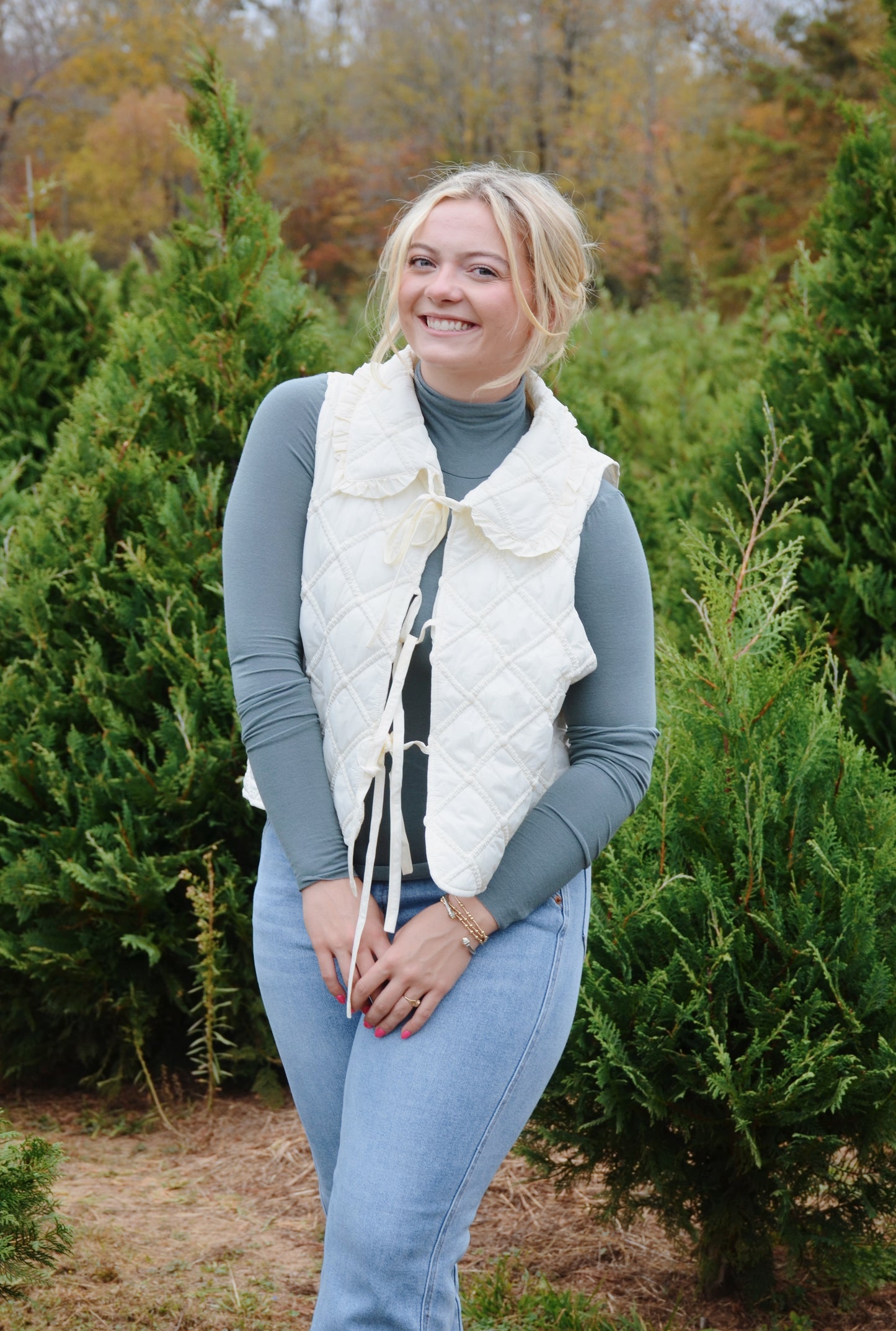 Ruffled Ivory Vest