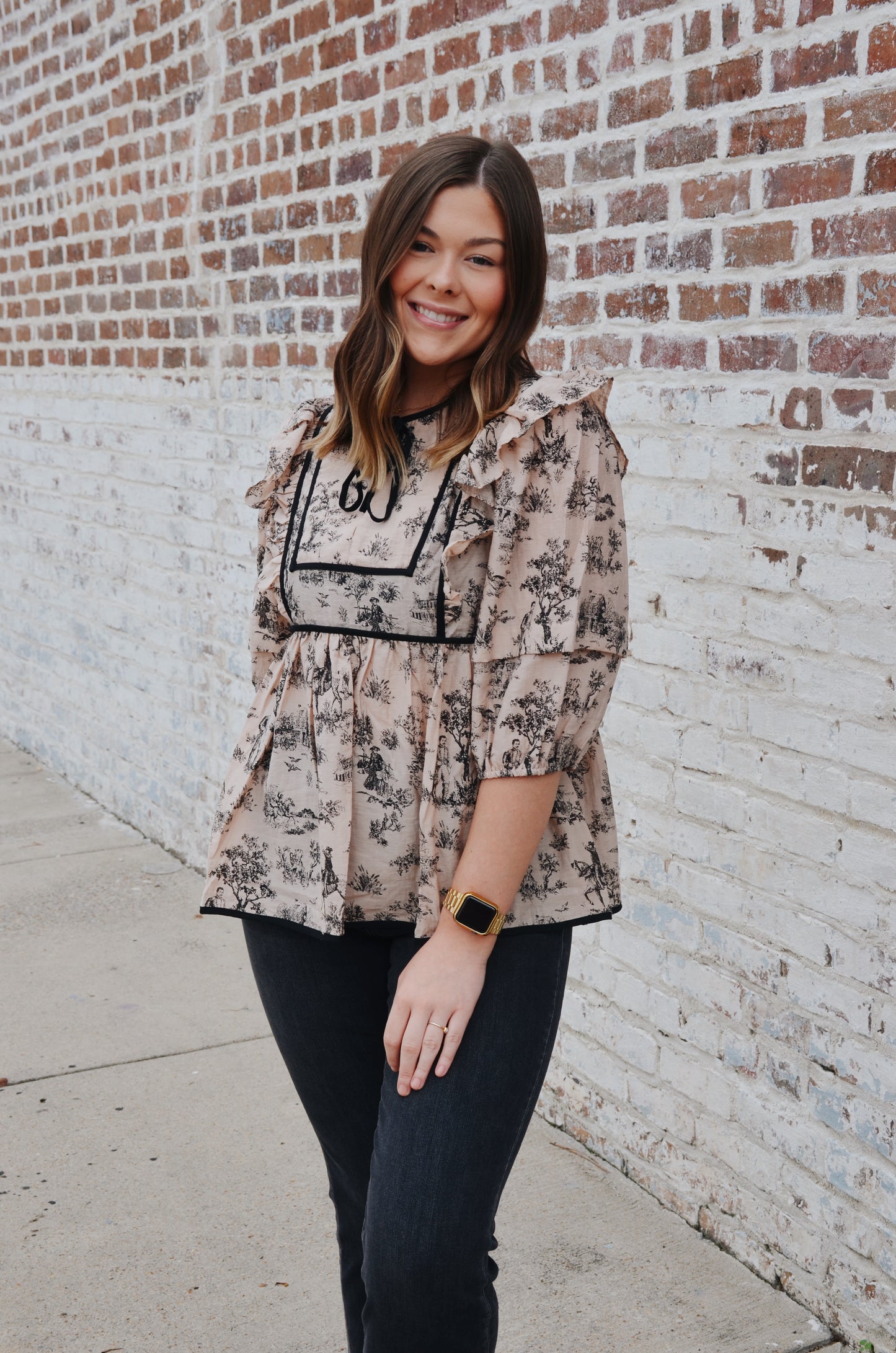 Taupe and Black Top