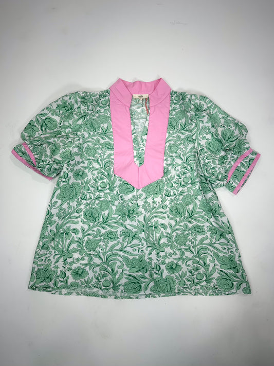 Green Floral Blouse