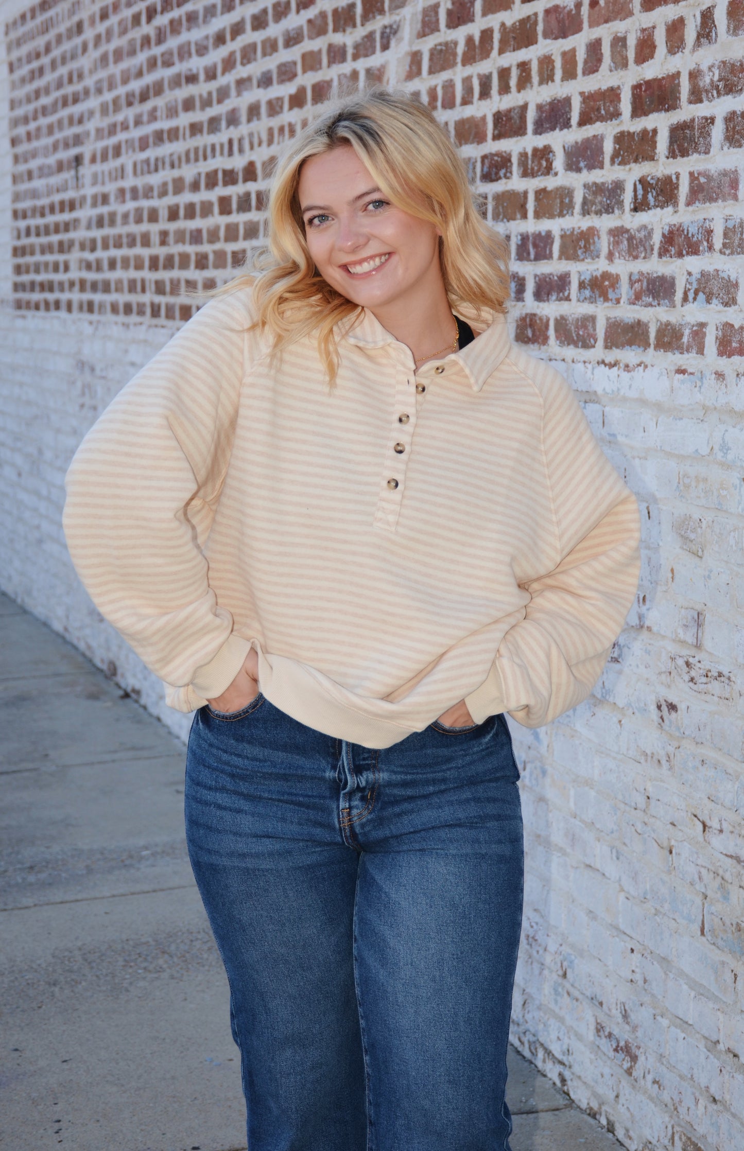 Striped Pullover Sweatshirt