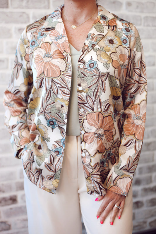 Apricot Floral Sleeve Blouse