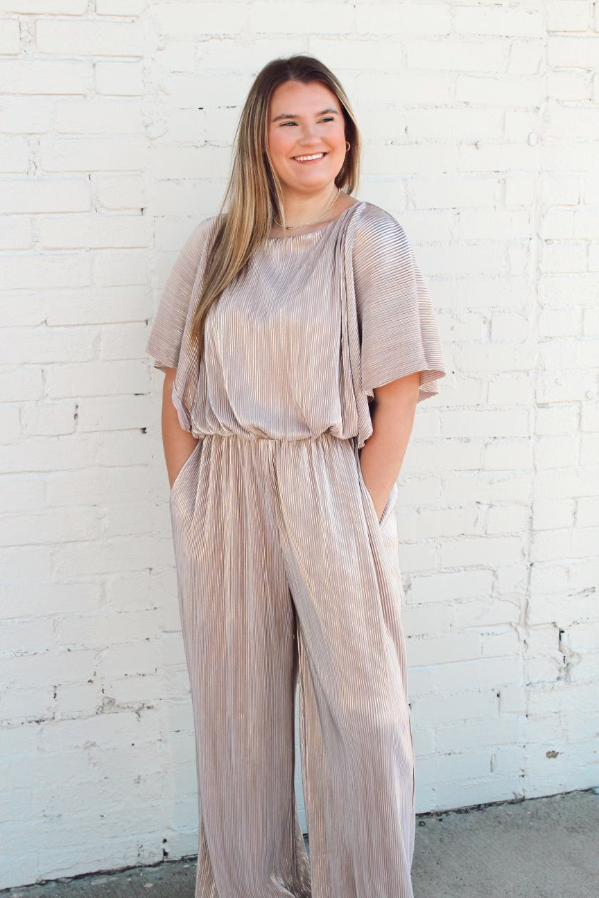 Grey/Gold Metallic Jump Suit