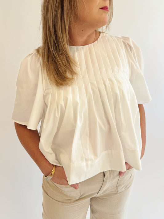 White Peplum Top