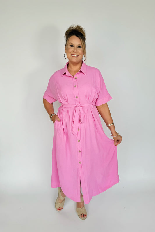 Pink Orchid Shirt Dress