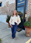 Solid Pleat Ruffle Trim Top by Karlie