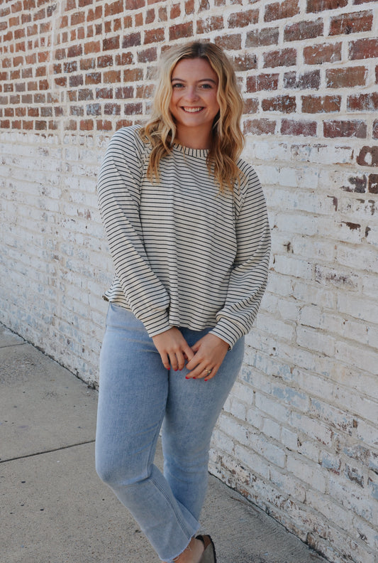 Striped Raglan Knit Top