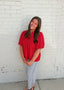 Red Pintuck Top