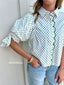 Emerald Jade Polka Dot Blouse