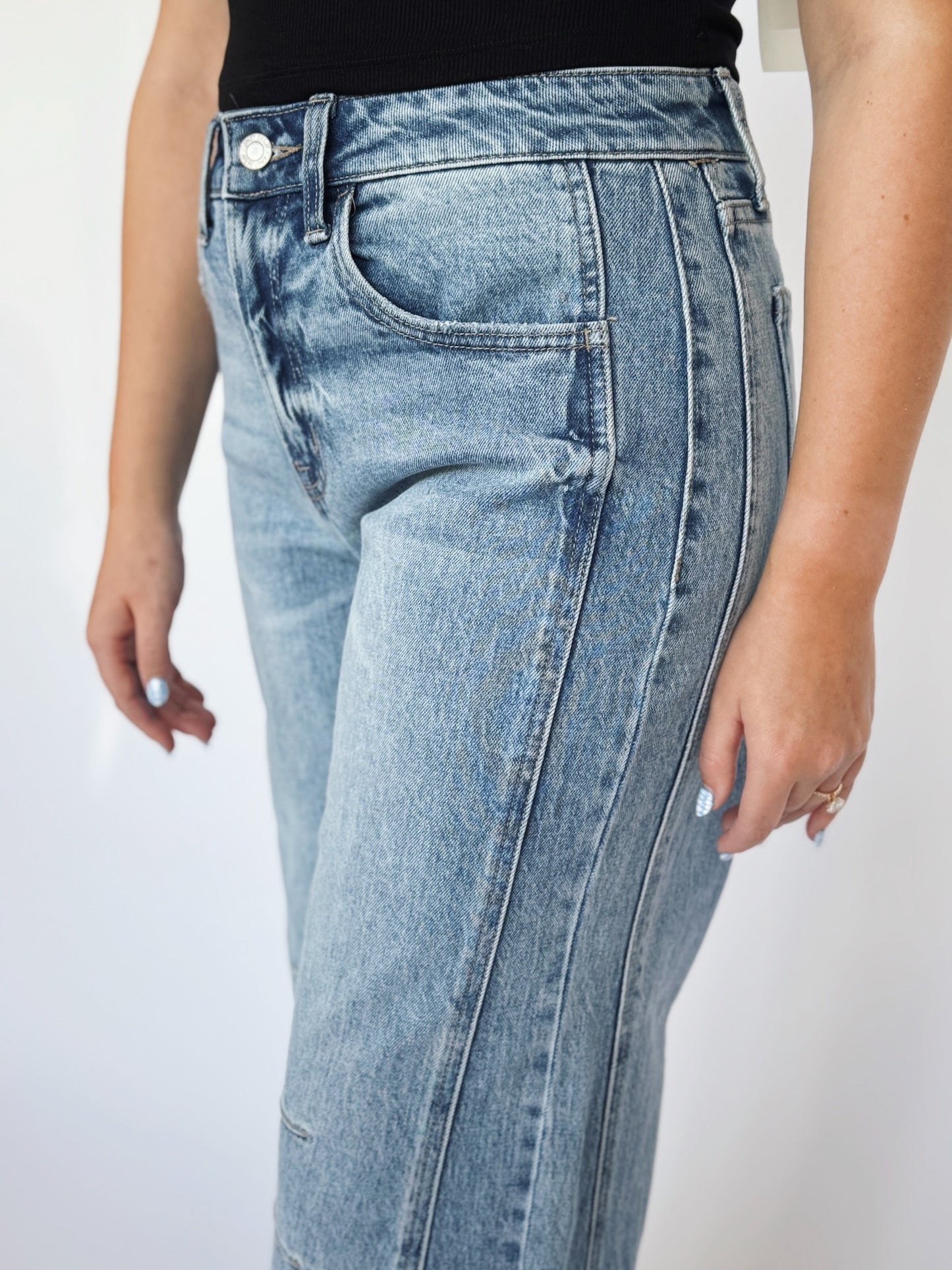 High Rise Barrel Jeans by Vervet