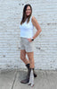 White Wide V Neck Tank