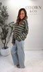 Olive and Blue Striped Cadigan