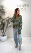 Olive and Blue Striped Cadigan