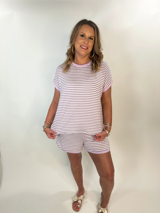 Lilac Striped Top