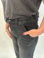 Black Cuffed Wide Denim Pants