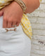 White Denim Gold Chain Short