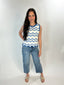 Ivory-Blue knit tank top