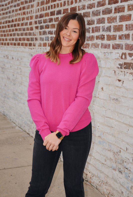 MAGENTA RUFFLE SWEATER