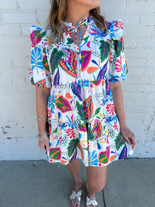 tropical mini dress