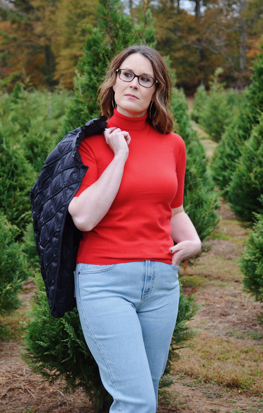 Red High Neck Sweater