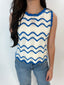 Ivory-Blue knit tank top